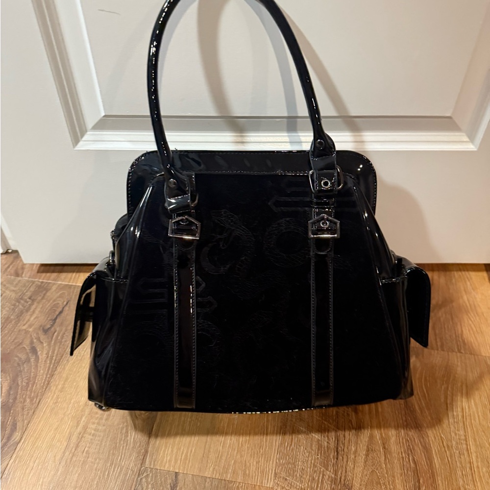 Killstar Black Patent Snake & Occult Print Shoulder Bag - Picture 3 of 11